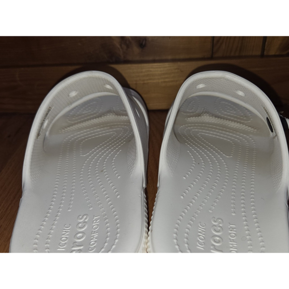 Crocs Unisex White Slides Size Mens7 Women's 9 Slip On Sandals - Picture 4 of 4